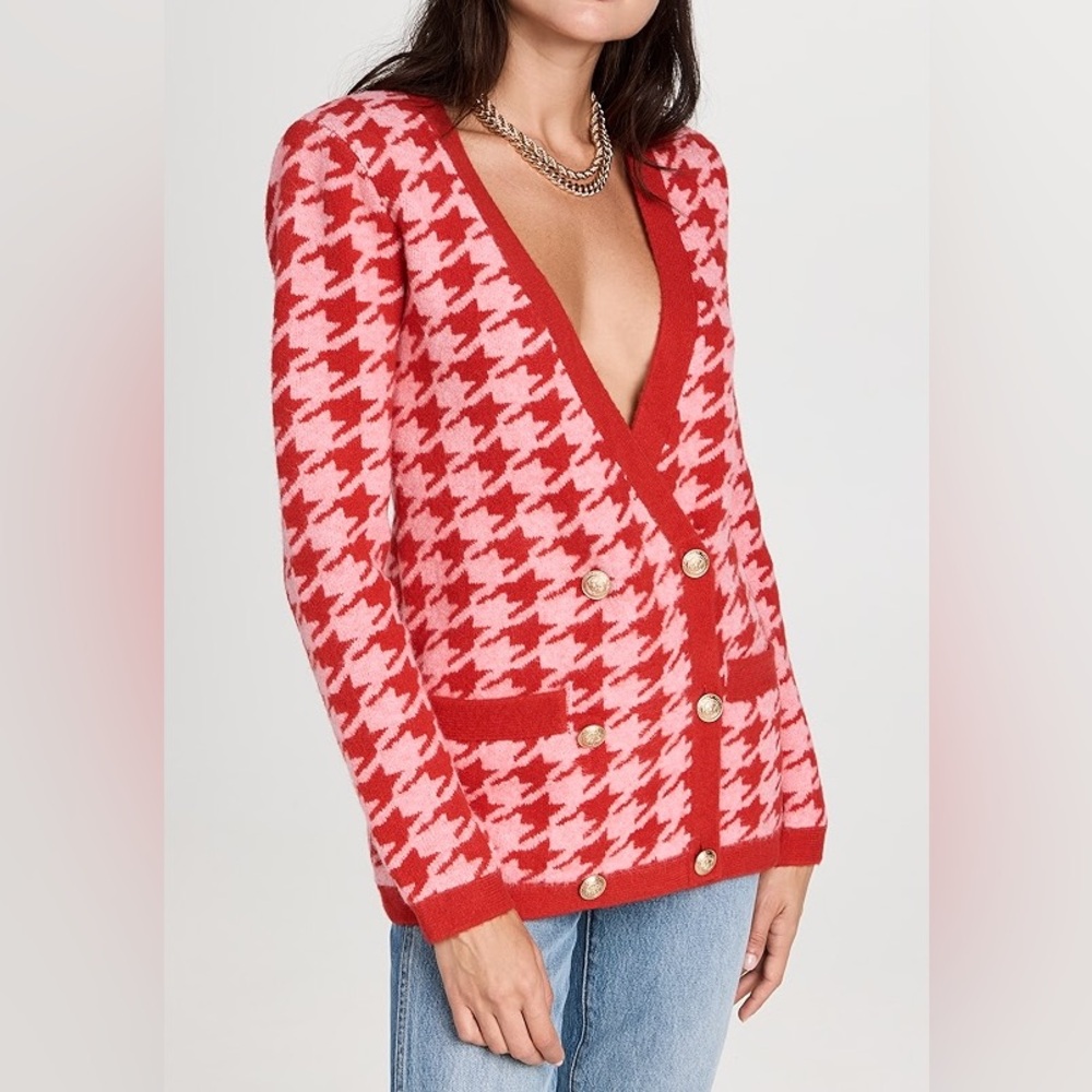 Maddy Double-Breasted Houndstooth Cardigan